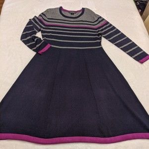 Jessica Howard JH Women's Size Medium Sweater Dress Blue Purple Gray Long Sleeve